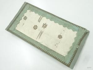 アンティーク　群鶴に花模様織出し半衿